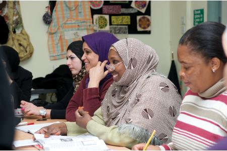 Women enjoying their English class