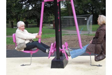 Health walkers using the gym equipment